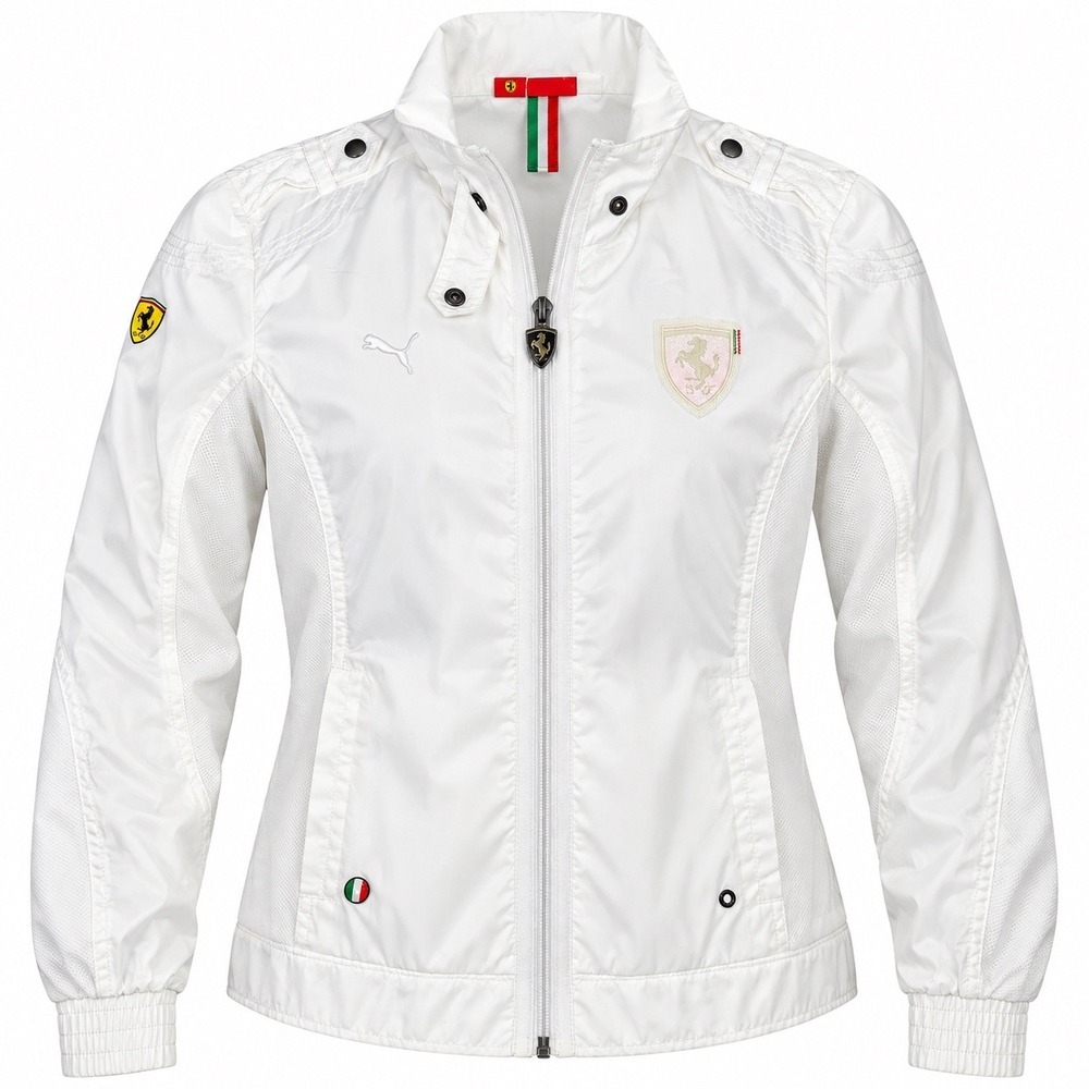 Puma Scuderia Ferrari Womens White Windbreaker Jacket XS Full Zip Racing Sporty